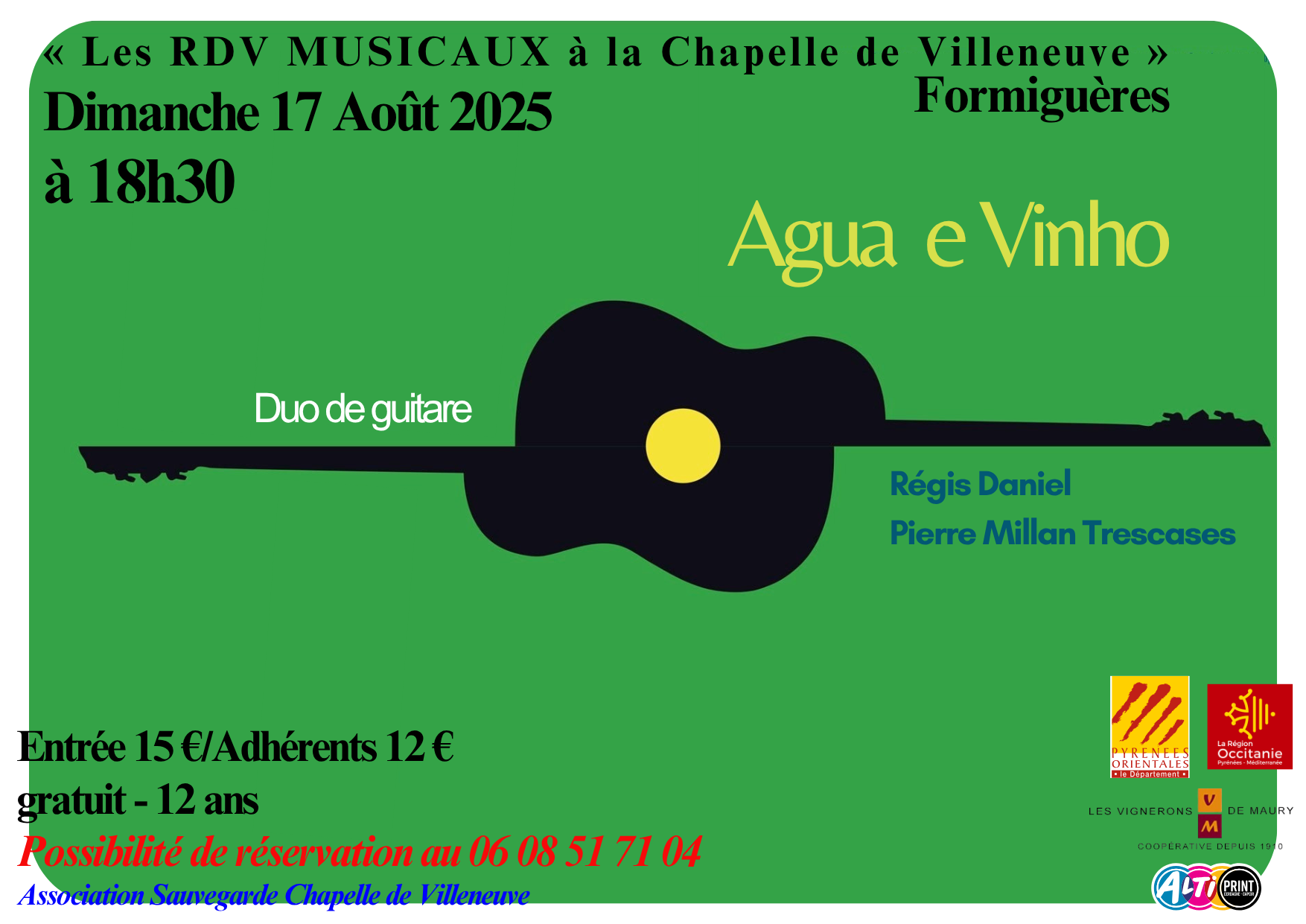 « Les RDV MUSICAUX à la Chapelle de Villeneuve » Dimanche 17 Août 2025 à 18h30